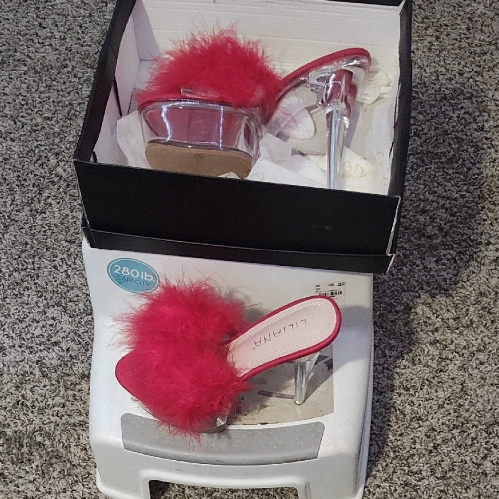 Liliana Women's Pink Feathered Heels